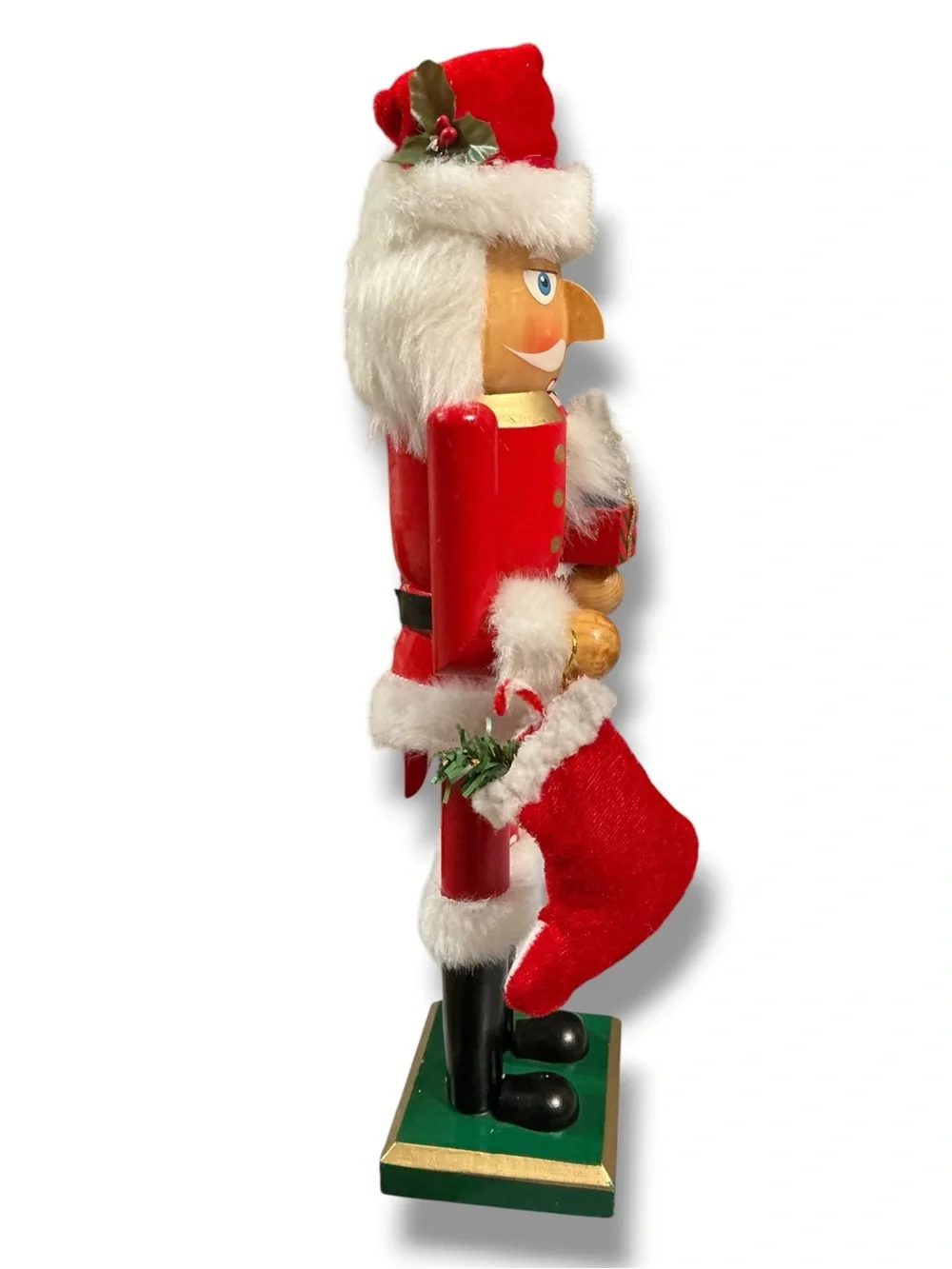 Vintage Wooden Red Santa Nutcracker Figurine - Holiday Decor
